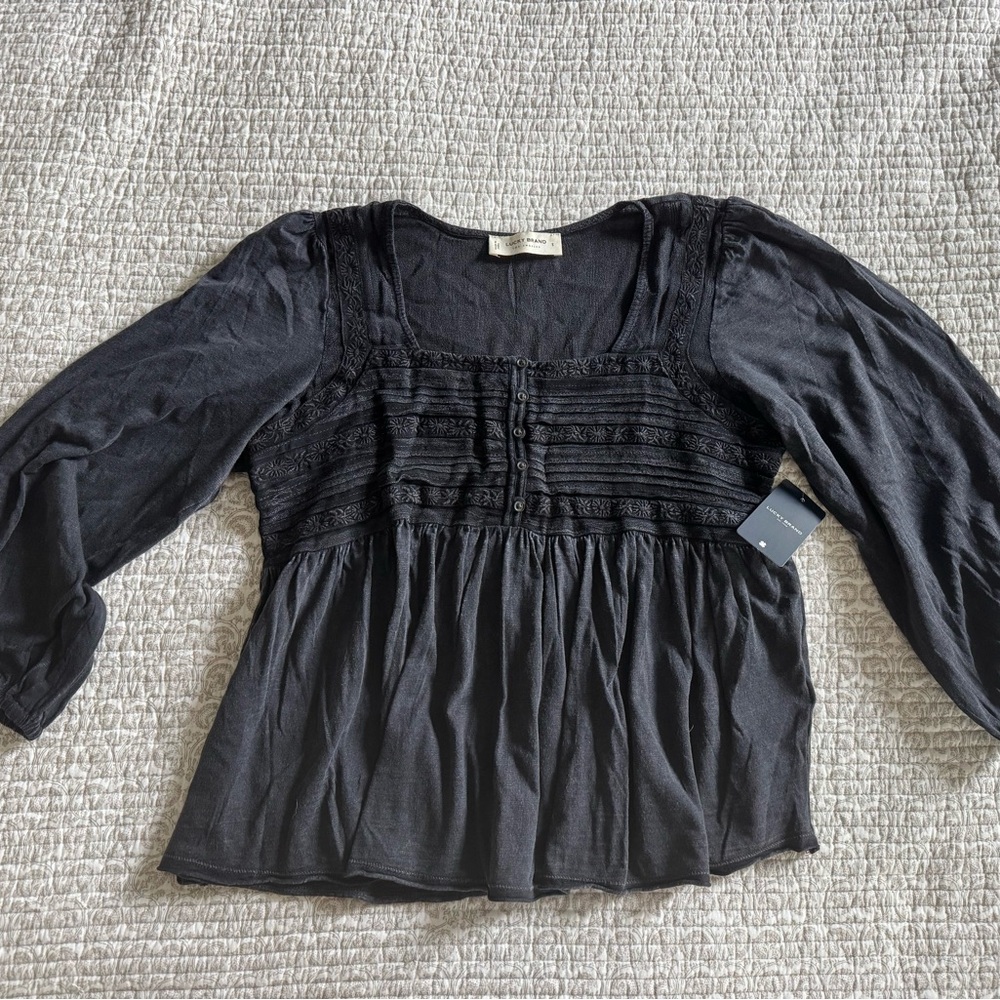 Women's Black Lace Detail Top
